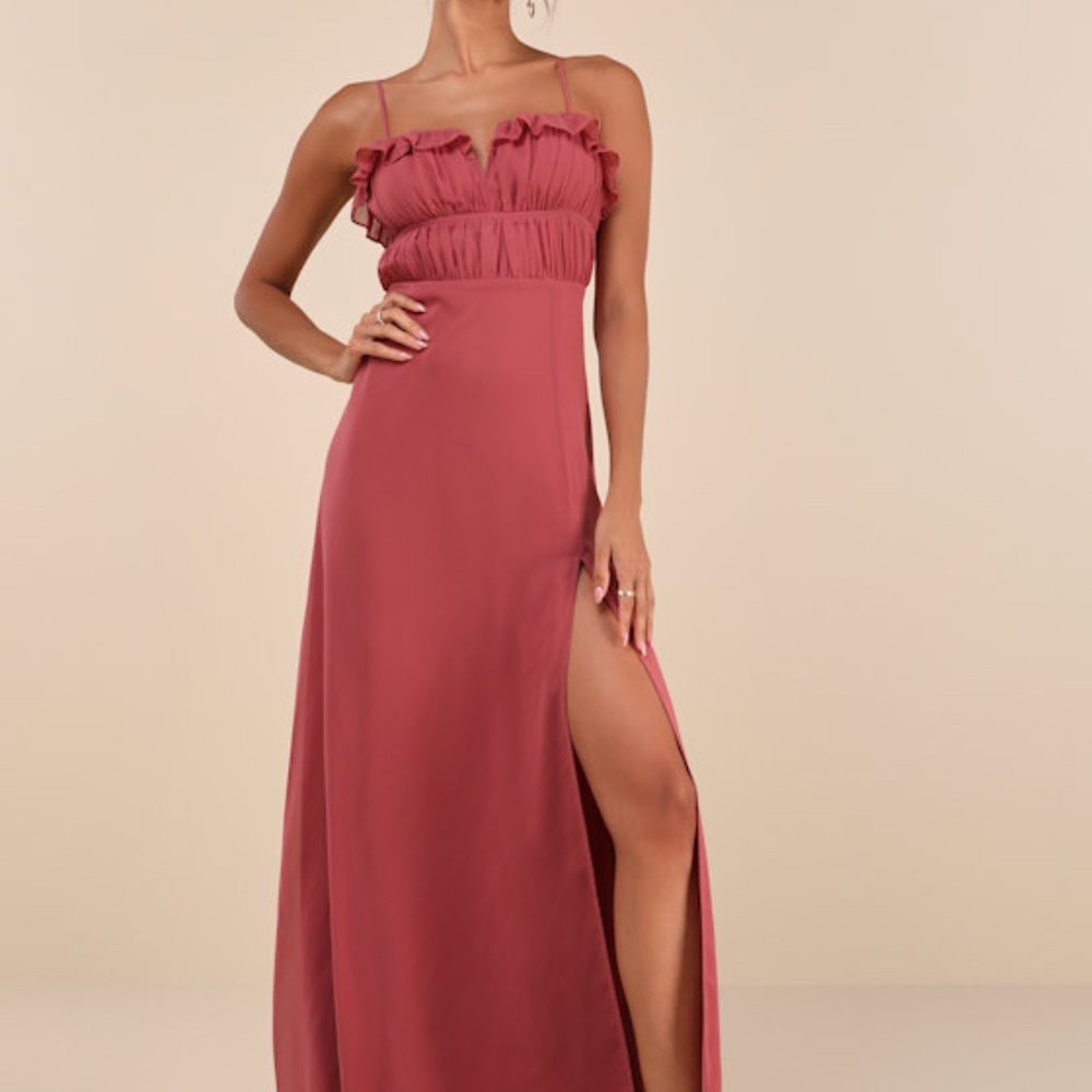 Lulus Exemplary Beauty Rusty Rose Sleeveless Tie-back Maxi Dress Pink - Size L